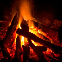 wood fire.