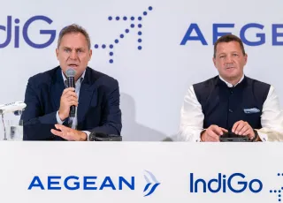 Mr Vassilakis, Chairman of AEGEAN, Pieter Elbers, CEO of IndiGo